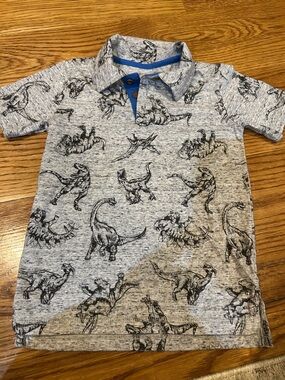 Sonoma Everyday Polo Boys' Gray Dinosaur Print Polo Top size 4